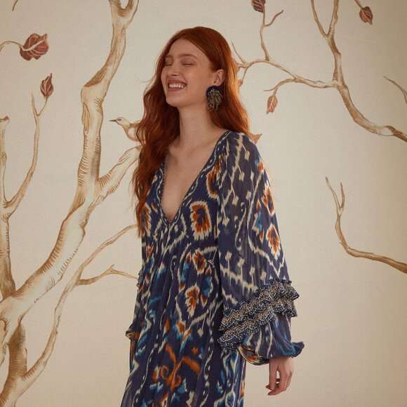 Farm Rio Pineapple Ikat-Inspired Maxi Dress - Picture 9 of 13
